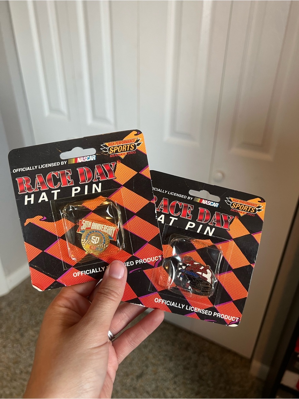 NASCAR Race Day Hat Pin Duo - original packaging